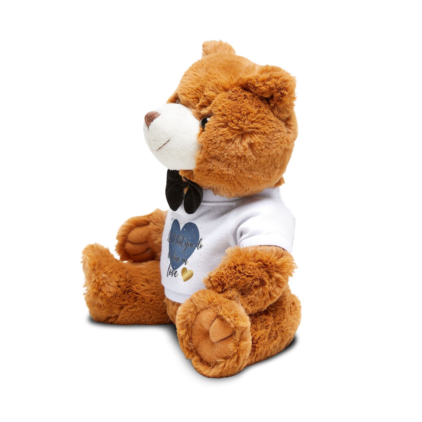 Plush Teddy Bear with Heart Tee — Let All That You Do Be Done in Love