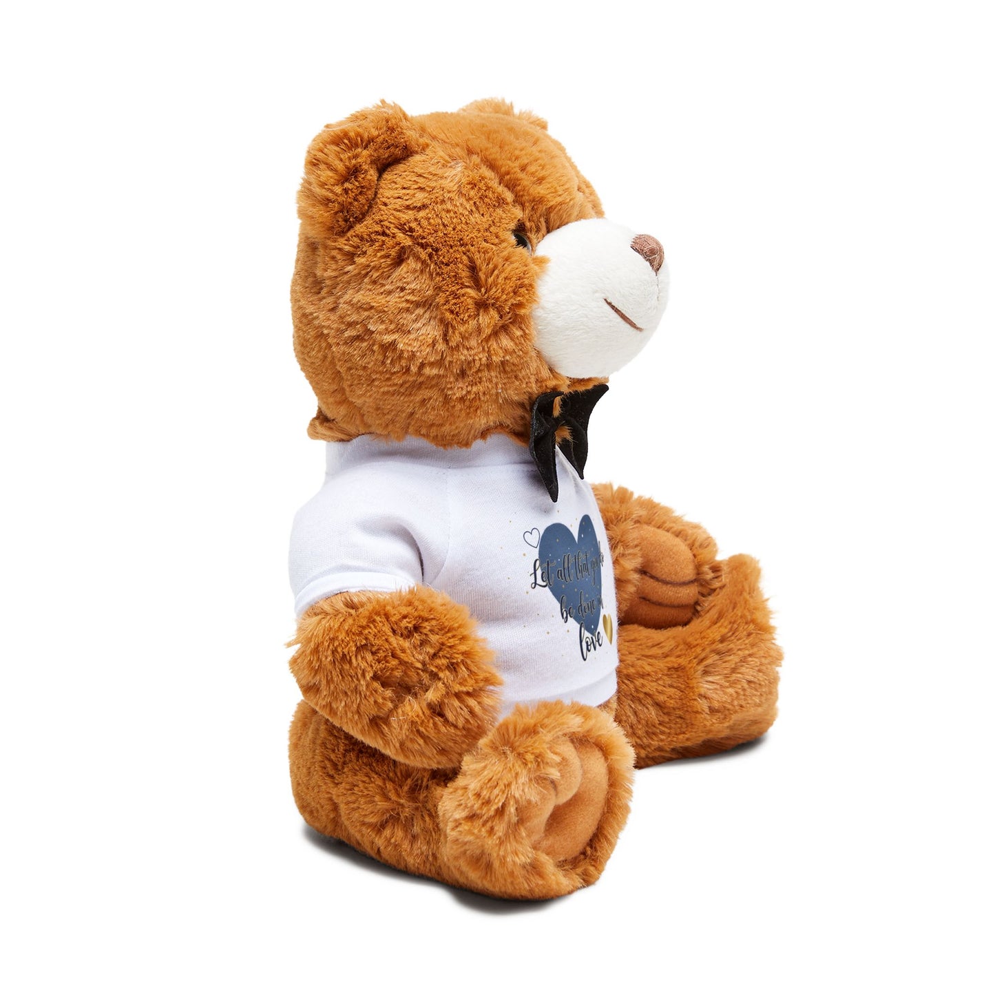 Plush Teddy Bear with Heart Tee — Let All That You Do Be Done in Love