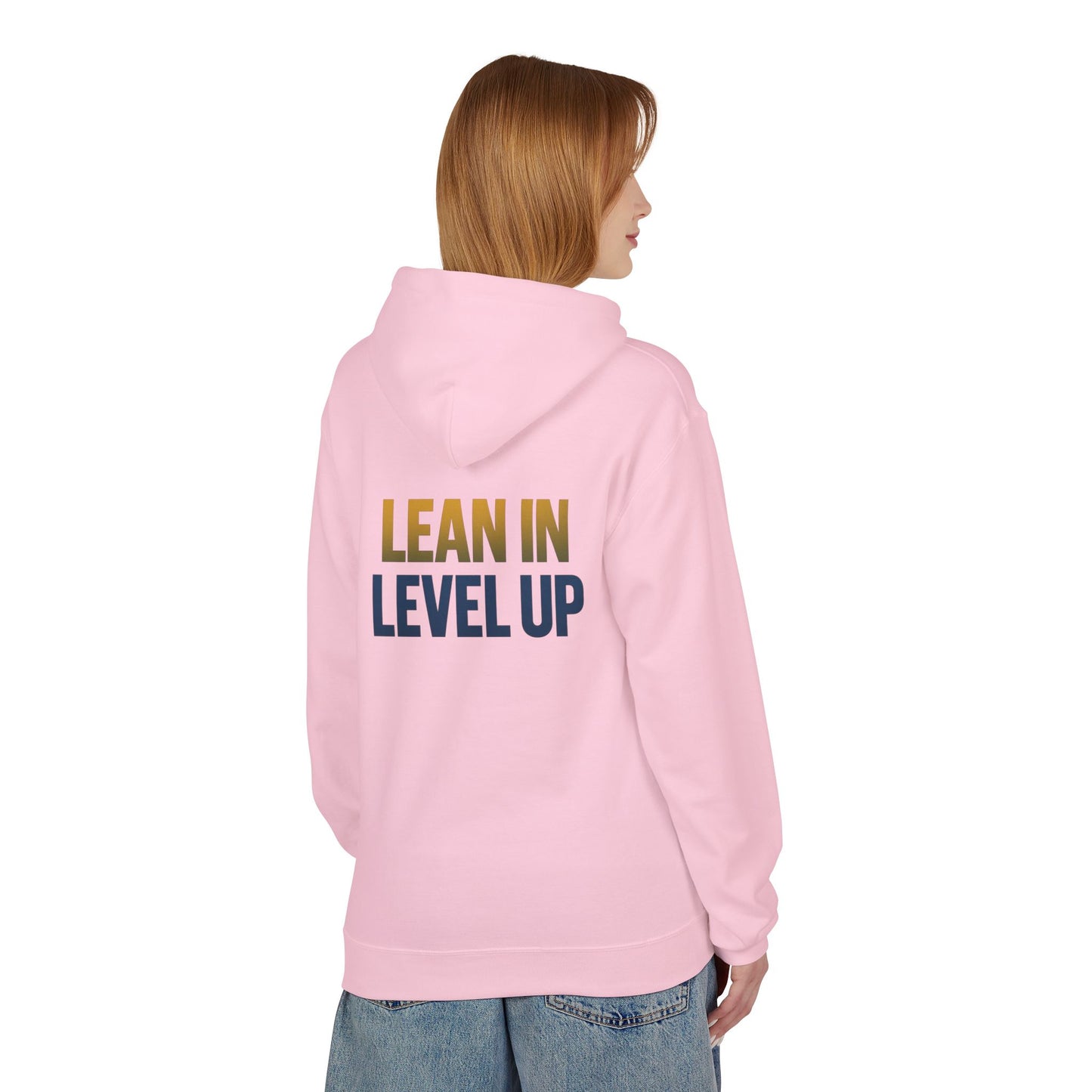 Inspirational Fleece Hoodie - "Lean In Level Up" Motivational Sweatshirt for Creative Minds, Gift for Entrepreneurs, Stylish Comfort Wear