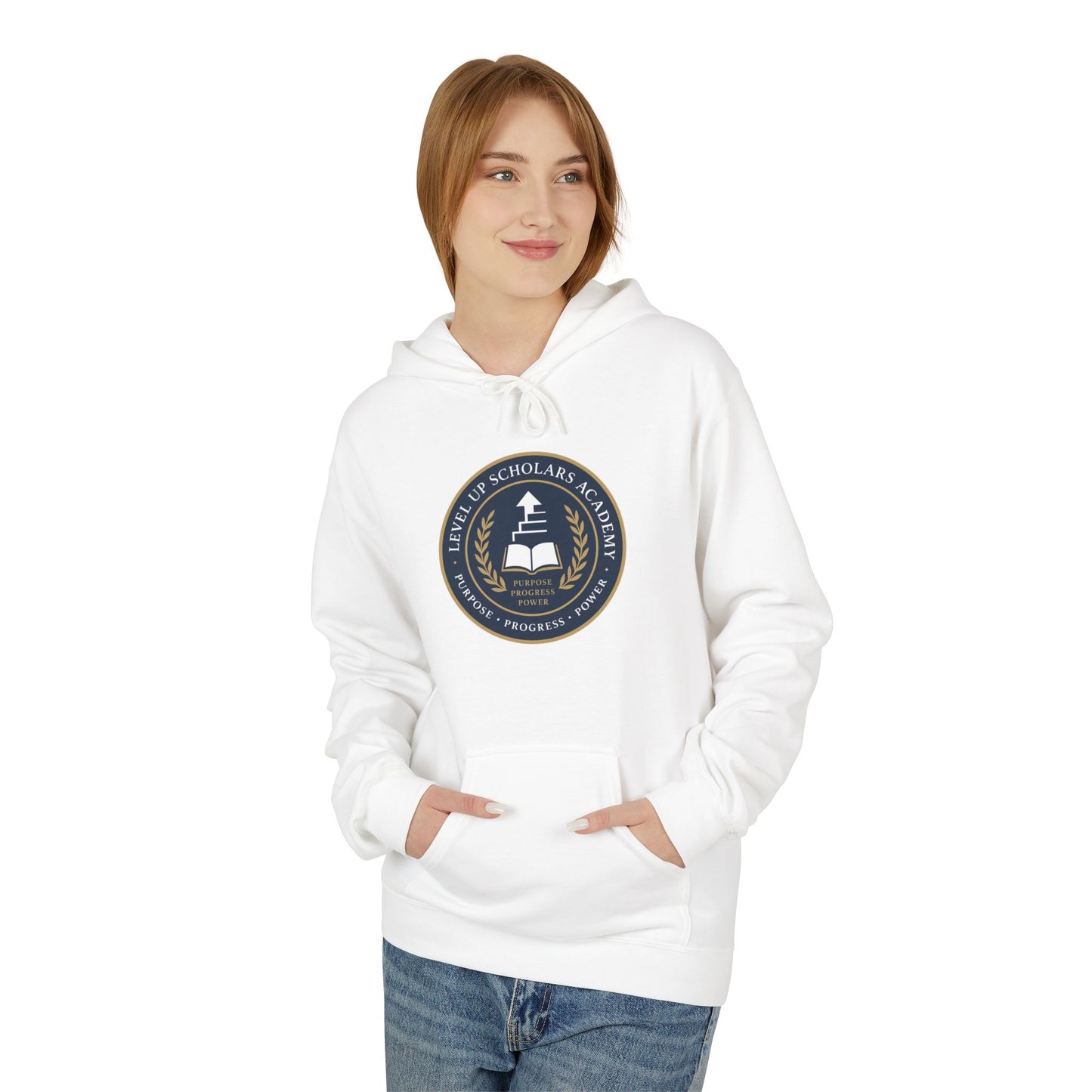 Inspirational Fleece Hoodie - "Lean In Level Up" Motivational Sweatshirt for Creative Minds, Gift for Entrepreneurs, Stylish Comfort Wear