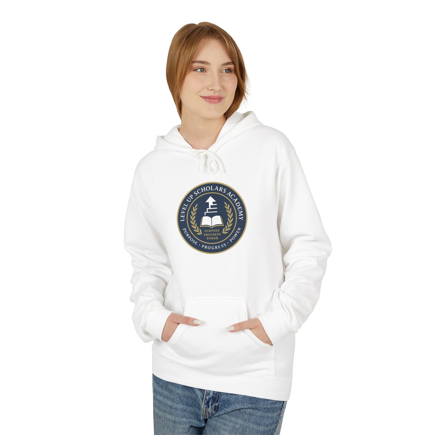 Inspirational Fleece Hoodie - "Lean In Level Up" Motivational Sweatshirt for Creative Minds, Gift for Entrepreneurs, Stylish Comfort Wear